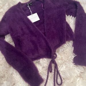 Honey Punch Deep Purple Teddy Jacket